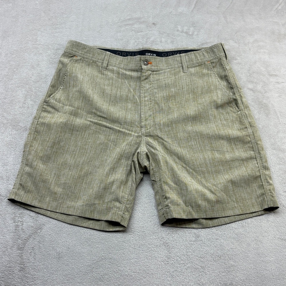 Orvis Shorts Mens 40 Green Recycled Polyester Outdoor Hiking Casual Utility